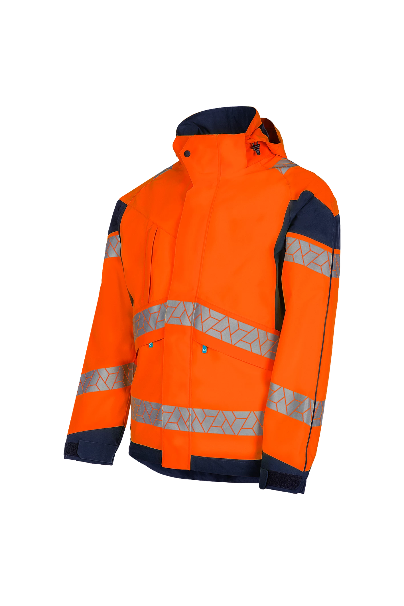 SYNQ Jacklight Waterproof Hi Vis Rain Jacket Orange navy