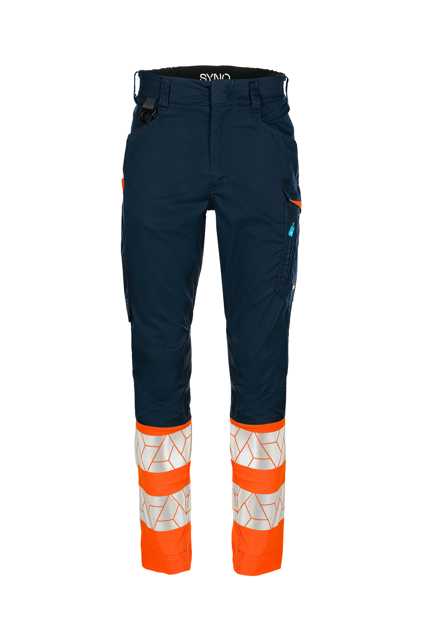 synq qlear hi vis trousers class 1 orange/navy